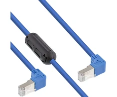InLine® Patch kabelis, nukreiptas dviem pusėmis žemyn, S/FTP (PiMf), Cat.6, 250MHz, PVC, varinis, mėlynas, 1,6 m, su UL ir 1 feritu