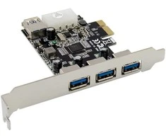 „InLine® PCIe“ plokštė, 3x + 1x USB 3.2 Gen.1, su „Molex“ suderinama 4 kontaktų maitinimo jungtis