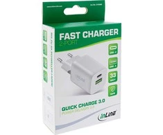 „InLine® Power Delivery“ + greito įkrovimo USB maitinimo šaltinis, 33 W, USB-A + USB-C, baltas