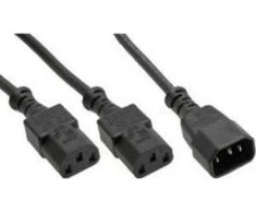 Maitinimo kabelis InLine F 1x IEC- C14 - 2x IEC- C13 1m tipas