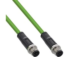 InLine® Pramoninis tinklo kabelis, M12 4 kontaktų D-koduotas kištukinis / kištukas, PUR 1m