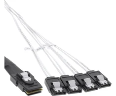 InLine® SAS jungties kabelis Mini SAS SFF8087 iki 4x SATA Crossover OCF 1m