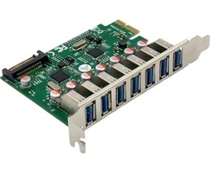 „InLine®“ sąsajos plokštė, 7x USB-A 3.2 Gen.1, PCIe, su SATA maitinimo jungtimi
