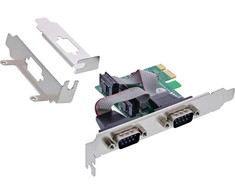 „InLine ®“ valdiklio plokštė, 2x serijinis RS-232, PCIe, AX99100, žemo profilio