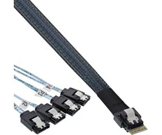 InLine ® Plonas SAS laidas, nuo SFF-8654 iki 4x SATA 7 kontaktų, 12 Gb/s, 0,5 m