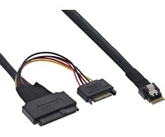 InLine ® Plonas SAS laidas, SFF-8654 į U.2 SFF-8639 + SATA maitinimas, 24Gb/s, 1m