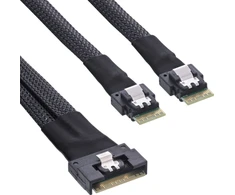 InLine® Slim SAS kabelis, nuo SFF-8654 8i iki 2x SFF-8654 4i, 0,5 m