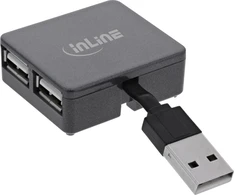 InLine® USB 2.0 4 prievadų šakotuvas, USB-A kištukas iki 4x USB-A lizdas, juodas, 4 cm, plonas dizainas