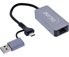 InLine USB 3.2 iki 5 Gb/s tinklo adapteris, USB-C+USB-A adapteris į RJ45