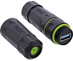 InLine USB-A kabelio jungtis IP68 2x USB-A lizdas ekranuotas M20