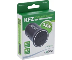 InLine® USB automobilinio įkroviklio maitinimo adapterio maitinimo tiekimas, 2x USB Type-C, juodas