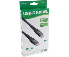 Inline USB laido kabelis USB-C - USB-C 1 m, juodas (35851)