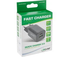 InLine® USB maitinimo šaltinis, įkroviklis, USB-A + USB Type-C, 33W, maitinimo tiekimas + greitas įkrovimas