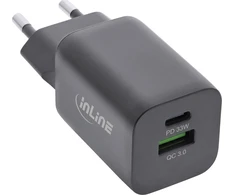 InLine® USB maitinimo šaltinis, įkroviklis, USB-A + USB Type-C, 33W, maitinimo tiekimas + greitas įkrovimas