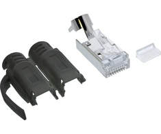 InLine® užspaudžiami kištukai Cat.6A RJ45 ekranuoti, su apsauga nuo lenkimo ir įkišimo kreiptuvu, juodi, 100vnt. pakuotė
