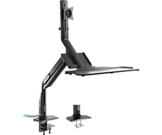 InLine® Workstation stalinis laikiklis su pakėlimu ir USB 3.0, kilnojamas, skirtas klaviatūrai, pelei ir monitoriui iki 81cm (32"), maks. 9kg