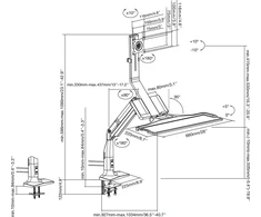 InLine® Workstation stalinis laikiklis su pakėlimu ir USB 3.0, kilnojamas, skirtas klaviatūrai, pelei ir monitoriui iki 81cm (32"), maks. 9kg