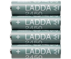 Inne Kitos baterijos IKEA LADDA AA 2450mAh R6 1.2V NiMH 4 vnt. Įkraunamosios baterijos įkrovikliui