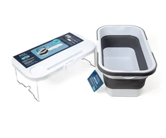 InnovaGoods PLATINET CAMPING PICNIC BASKET 47X29X23,5 CM, 16L, FOLDING, WITH 2 IN 1 LID / TABLE Baltas-Pilkas [45904]