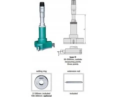 Insize Dydis MEDIA 3-POINT. ANALOGAS. 125-150