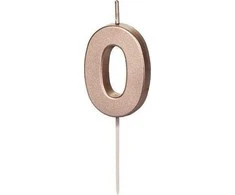 Inspiruj Gimtadienio žvakutė su smeigtuku nr 0 rausvai auksinė 4,5cm