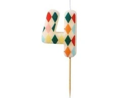 Party Deco PartyDeco gimtadienio žvakė Nr. 4, rombo formos, 55 cm, mišinio spalva 67202