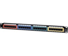 INTELLINET Cat5e spalvomis koduotas pataisų skydelis 24 prievadų, UTP, 1U, 513678