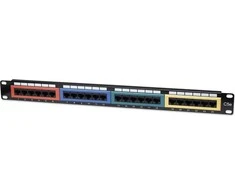 INTELLINET Cat5e spalvomis koduotas pataisų skydelis 24 prievadų, UTP, 1U, 513678
