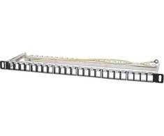 Intellinet Network Solutions INTELLINET 24-Port Patchpanel geschirmt und unbest�ckt 0,5 HE Leerpanel zur 48,26 cm 19-col.-Rackmontage f�r Keystone-Jacks juodas