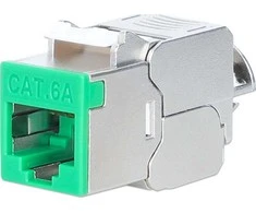 Intellinet Network Solutions INTELLINET Cat6a 10G Slimline Keystone-Modul STP werkzeuglos mit Rastclip f�r Massivdraht vergoldete Kontakte Metallgeh�use gr�n