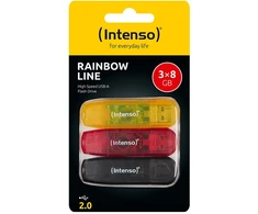Intenso Rainbow Line 8GB USB atmintinė 2.0 Multipack x3 vnt.