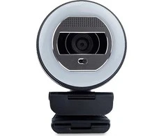 Internetinė kamera Terra Webcam Halo su pierścieniem LED (C1868pro) i prywatny suwak Full-HD, Auto Focus, Stereo Mic, Privacy Slider