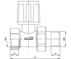 Termostatinis ventilis INVENA CZ-50-P15-W, 1/2", tiesus