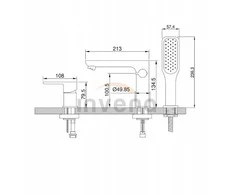 Invena 3 skylių vonios maišytuvas Dokos baltas/chromuotas BW-19-S02-V
