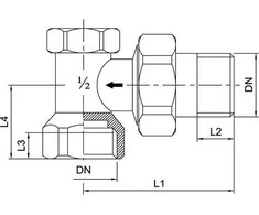 Uždarymo ventilis INVENA CZ-51-K15-W, 1/2", kampinis