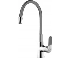 Plautuvės maišytuvas INVENA JOGA, su lanksčiu snapu, pilkos sp.