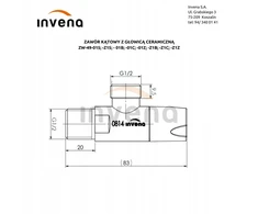 Invena kampinis vožtuvas su keramine galvute 1/2"x1/2", baltas ZW-49-01B-W