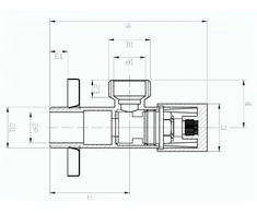 Invena kampinis vožtuvas su keramine galvute 1/2"x1/2", juodas ZW-49-01C-W