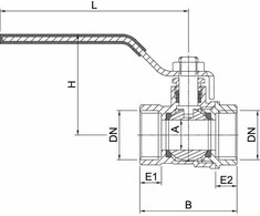 Rutulinis ventilis INVENA, 1/2, vid/vid, ilga rankena