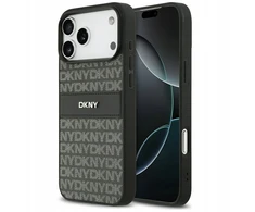 Dėklas DKNY Repeat Texture Pattern with Tonal Stripe skirtas Apple iPhone 17 Pro Max juodas