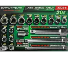 Įrankių rinkinys Rockforce Įrankių rinkinys 3/8" 20el. su nasadkami (6-22mm), adapterami i przedłużkami