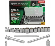 Įrankių rinkinys Rockforce Įrankių rinkinys 3/8" 20el. su nasadkami (6-22mm), adapterami i przedłużkami