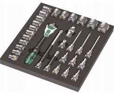 Įrankių rinkinys Wera Wera 9722 foam insert 8000 C Zyklop 1/2 ratchet set 1, 31 pieces, tool set (juodas/pilkas, ratchet and socket set, in foam insert for workshop trolley)