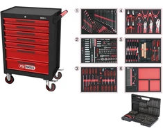KS Tools ECOline dirbtuvių vežimėlis su 7 stalčiais