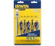 Grąžtas IRWIN grąžtai DO DREWNA KPL.5szt. Mėlynas GROOVE 6X 16, 18, 20, 22, 25 mm