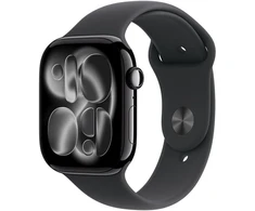 Išmanusis laikrodis Apple „Watch Series 11 GPS“, 46 mm, juodo aliuminio laikrodis su juodu sportiniu dirželiu, S/M