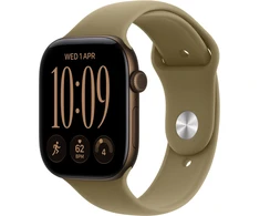 Išmanusis laikrodis Apple Watch seria 12 gps, koperta 46 mm su aliuminio w kolorze ciemnego brązu, dirželis sportowy w kolorze oliwki - dydis s/m