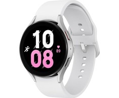Išmanusis laikrodis Samsung Galaxy Watch 5 BT (44 mm), Sidabrinės spalvos korpusas su baltos spalvos silikoniniu dirželiu