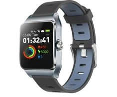 Išmanusis laikrodis Umax U-Band P1 Pro, Pilkos spalvos su juodai mėlynos spalvos silikoniniu dirželiu