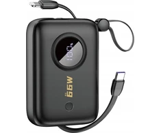 Dudao K14 10000mAh power bank su USB-C / Lightning kabeliais – juodos spalvos